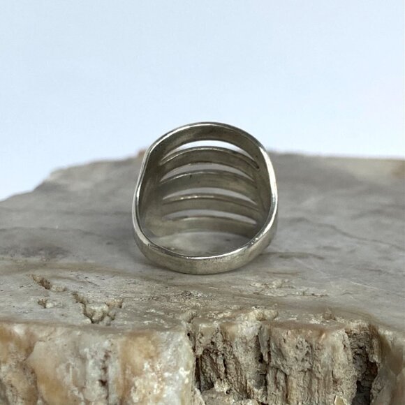 Vintage Sterling Silver 925 Signed Bell Trading 5 Row Wide Band Ring Size 6 - Picture 6 of 16